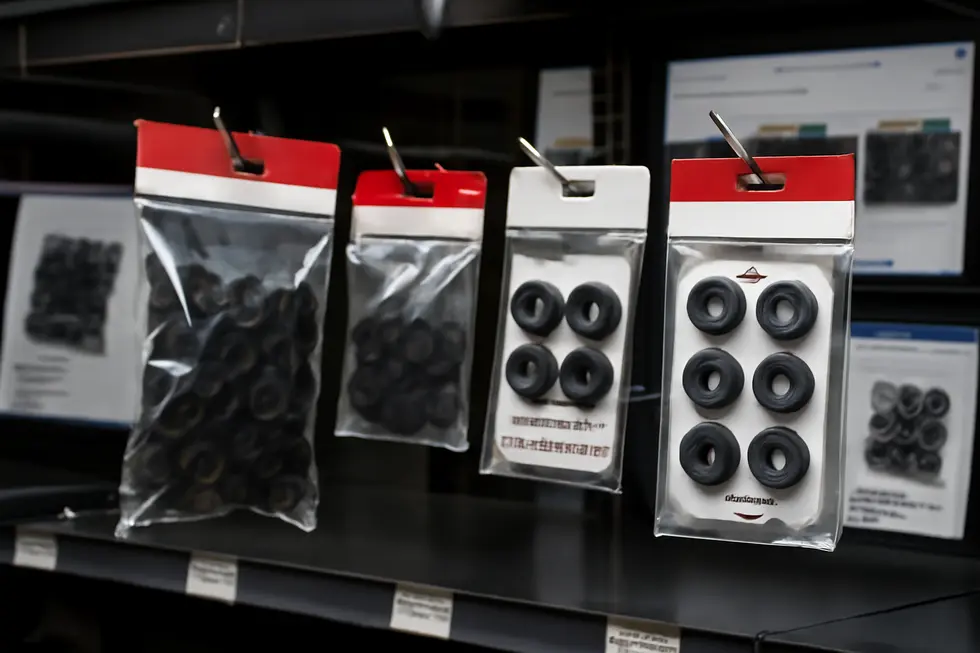 Close-up of durable motorcycle fairing rubber grommets showcasing their resilient material.