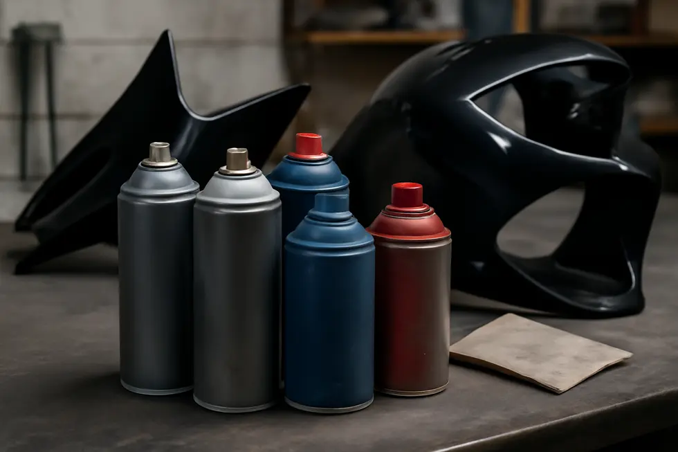 Essential painting materials and parts illustrate the base expenses in motorcycle fairing painting.