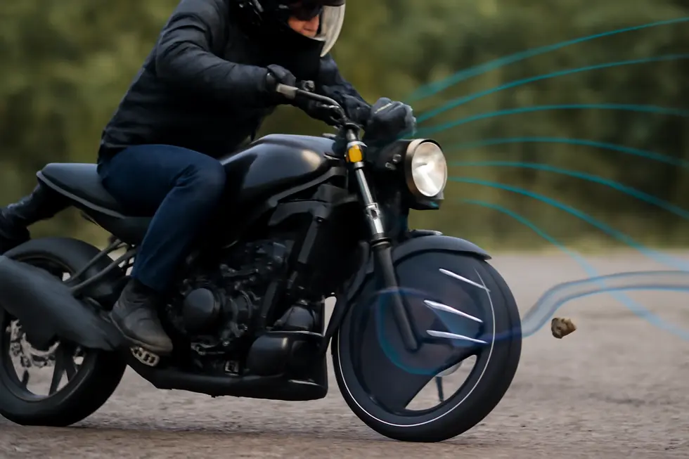 Various types of motorcycle front wheel fairings illustrating the diversity in styles and applications.