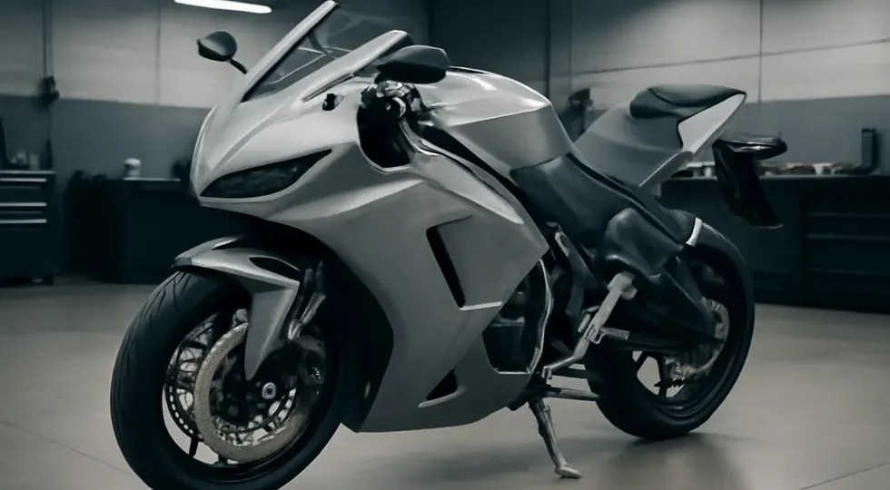 Motorcycle showcasing seamless application of clear fairing protection film preserving paint finish.