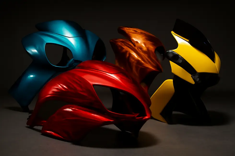 Essential painting materials and parts illustrate the base expenses in motorcycle fairing painting.