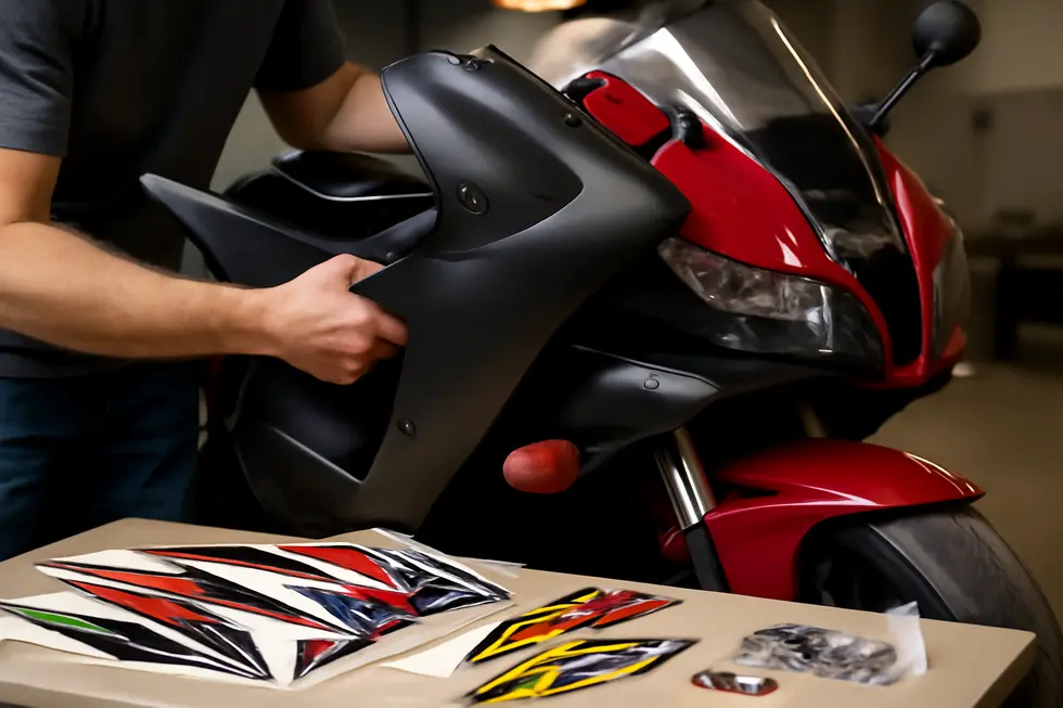 Technicians molding durable ABS and fiberglass fairing covers ensuring precise fitment and strength.