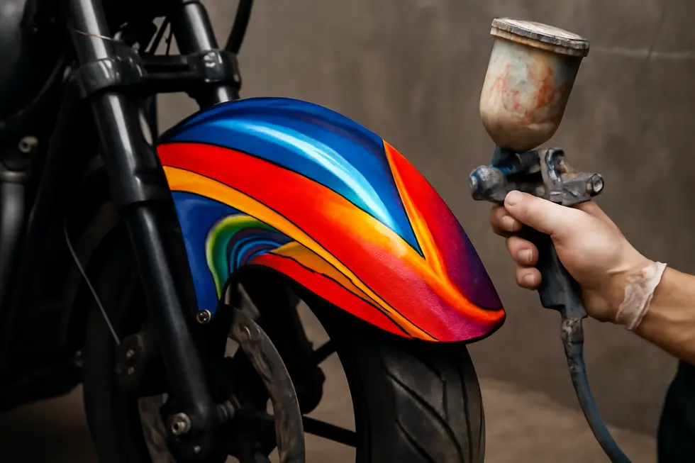 Various types of motorcycle front wheel fairings illustrating the diversity in styles and applications.