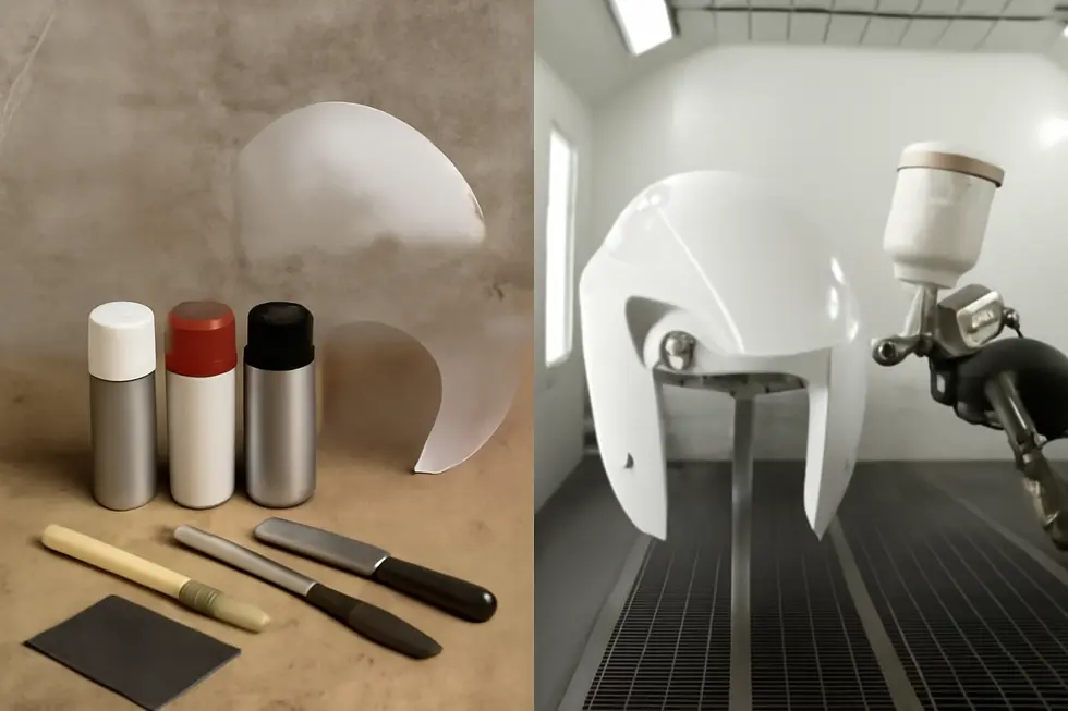 Essential painting materials and parts illustrate the base expenses in motorcycle fairing painting.