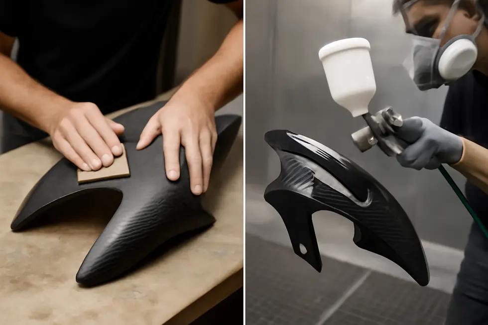 Engineers designing motorcycle fairings and creating precise molds essential for forming carbon fiber components.