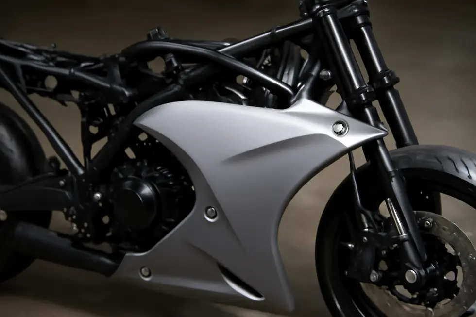 Streamlined motorcycle racing fairing designed to optimize airflow and reduce drag, enhancing speed and fuel efficiency.