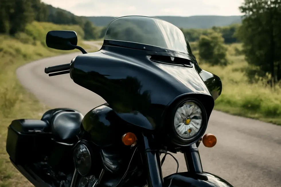 The motorcycle handlebar fairing enhances riding comfort and adds a stylish touch.