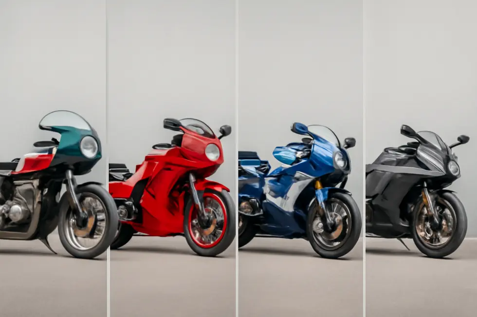 Different types of motorcycle fairings, each serving unique purposes and designs.