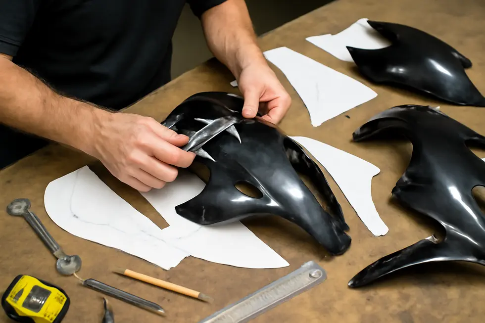 A collection of motorcycle fairing templates showcasing diverse designs for customization.
