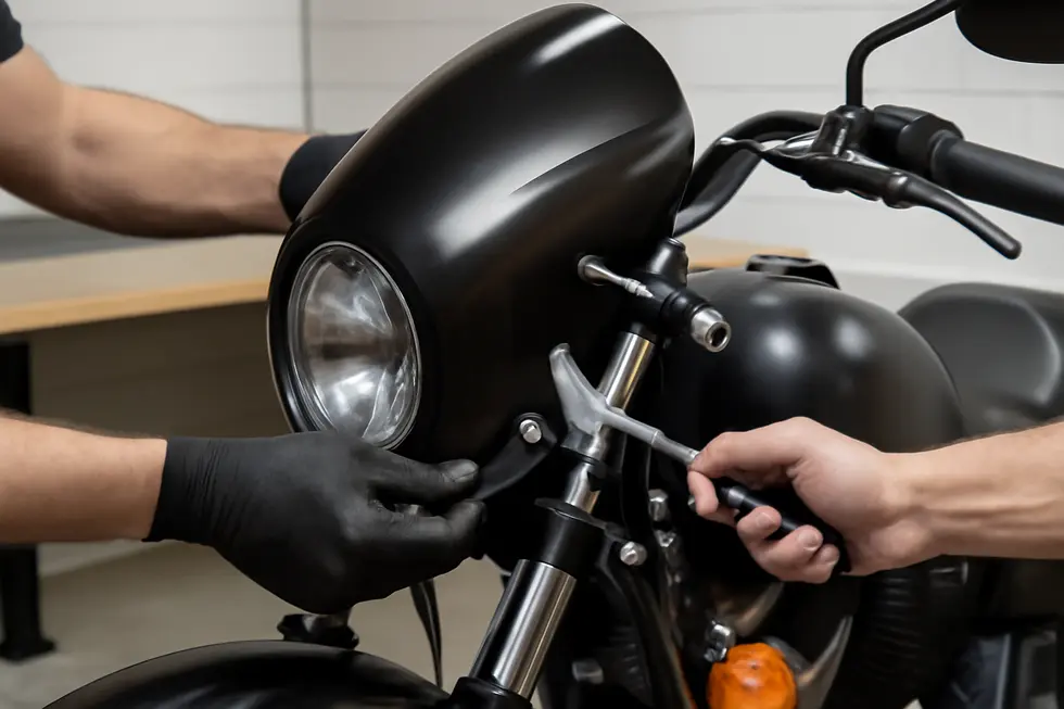 A detailed view of an aircraft-grade Lucite bullet fairing showcasing its aerodynamic and durable construction.