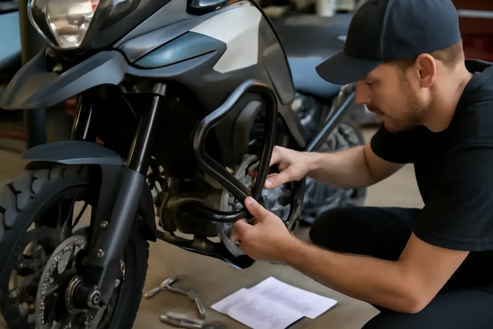 Visual comparison of fairing-mounted and frame-mounted sliders illustrating their mounting positions and protective roles.