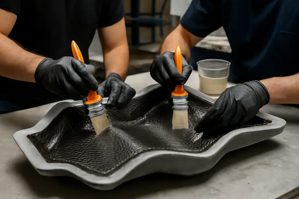 Engineers designing motorcycle fairings and creating precise molds essential for forming carbon fiber components.