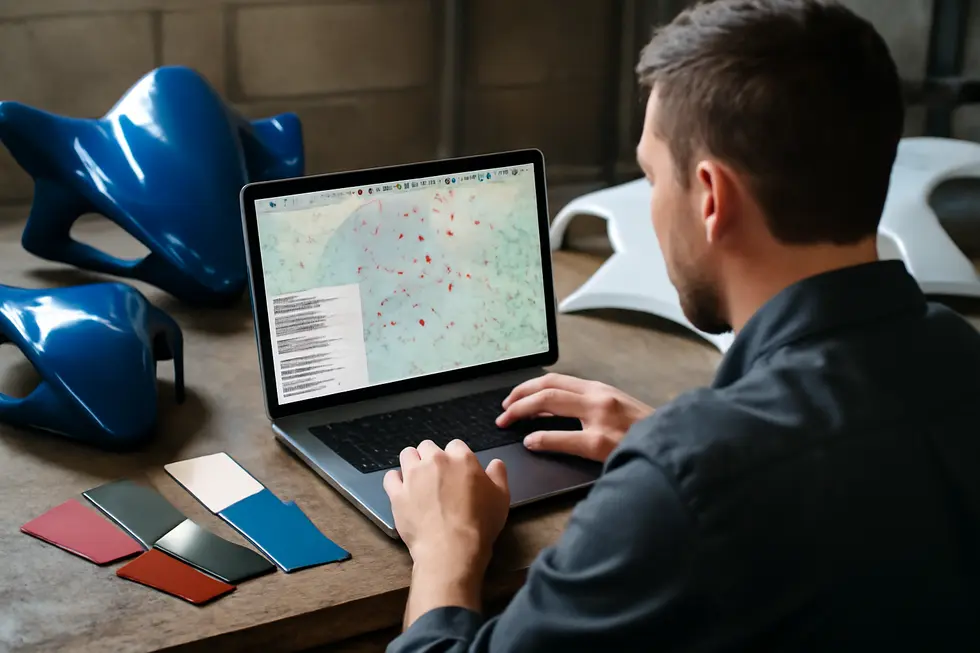 A business owner searching online for local motorcycle fairing paint shops to find reliable partners.