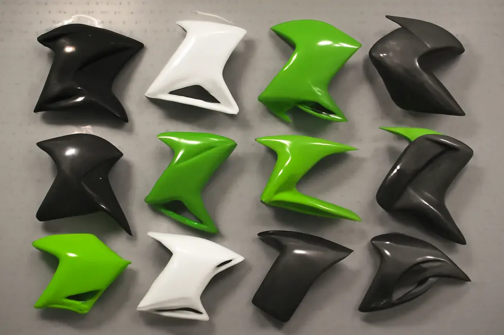 Maier motorcycle fairings with UV-stabilized polypropylene showcasing exceptional durability and high-gloss finish.