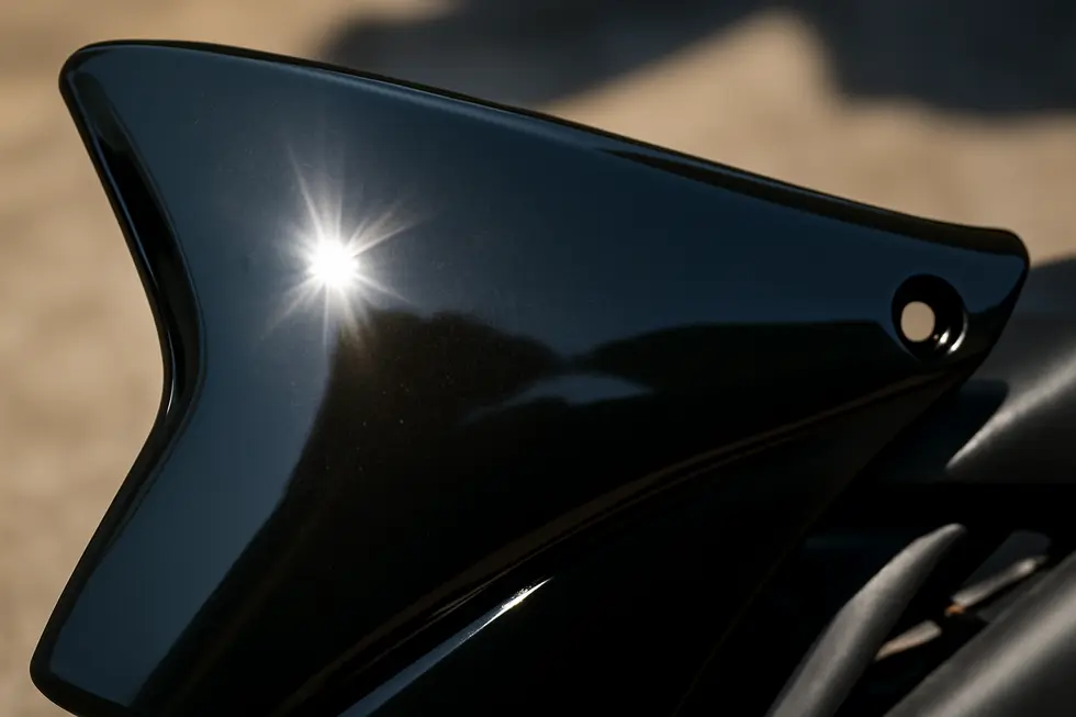 Maier motorcycle fairings with UV-stabilized polypropylene showcasing exceptional durability and high-gloss finish.
