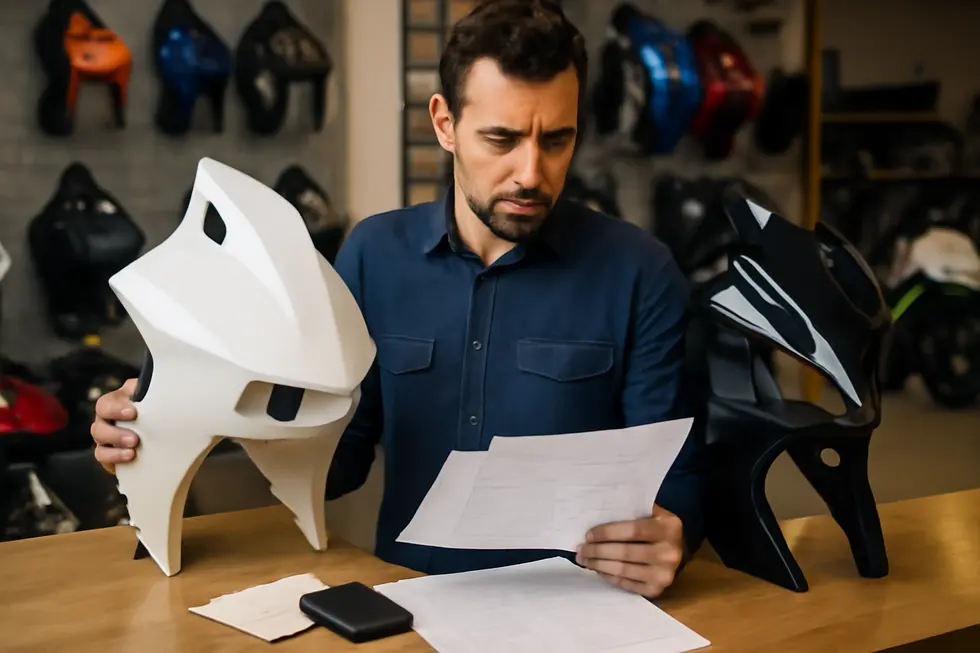 Diverse motorcycle fairing types available in Melbourne, illustrating OEM, aftermarket, fiberglass, and racing varieties.