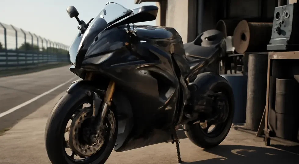 Sport motorcycle equipped with premium carbon fiber fairings, illustrating innovation, style, and high performance.