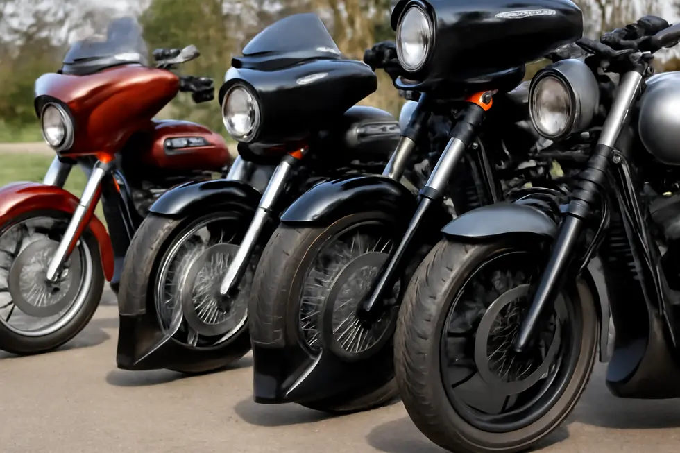 Urethane chin fairing installed with bolt-on hardware on a motorcycle’s front lower fairing.