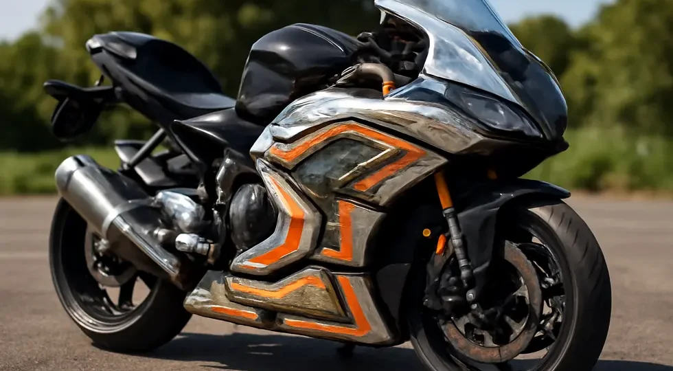 A detailed view of motorcycle fairings demonstrating layered insulation techniques protecting against heat, moisture, and vibration.