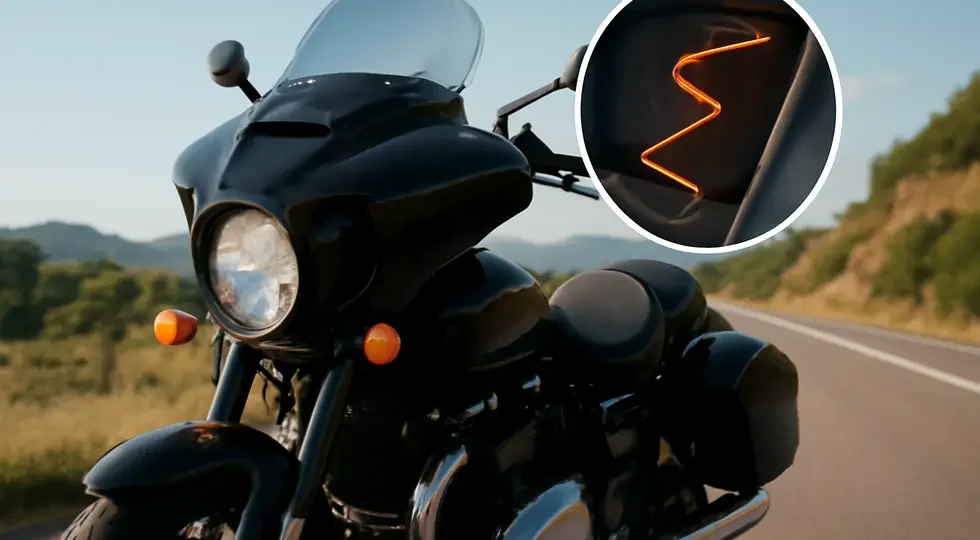 A modern motorcycle featuring an integrated fairing antenna, exemplifying seamless design and enhanced communication.