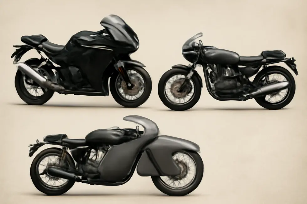 Different types of motorcycle fairings, each serving unique purposes and designs.