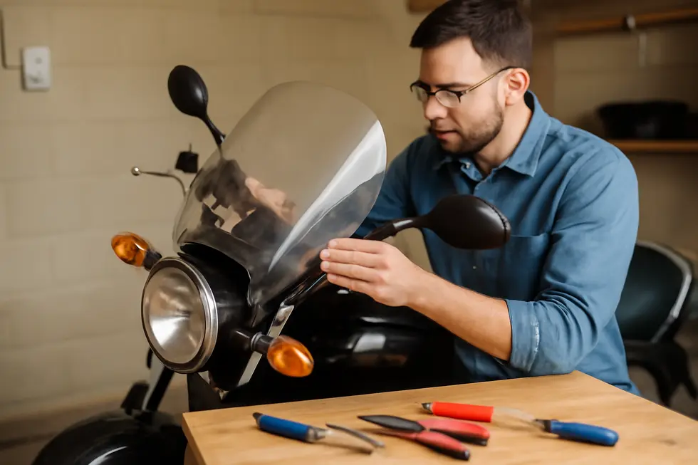 Different types of motorcycle windshields ready for selection.