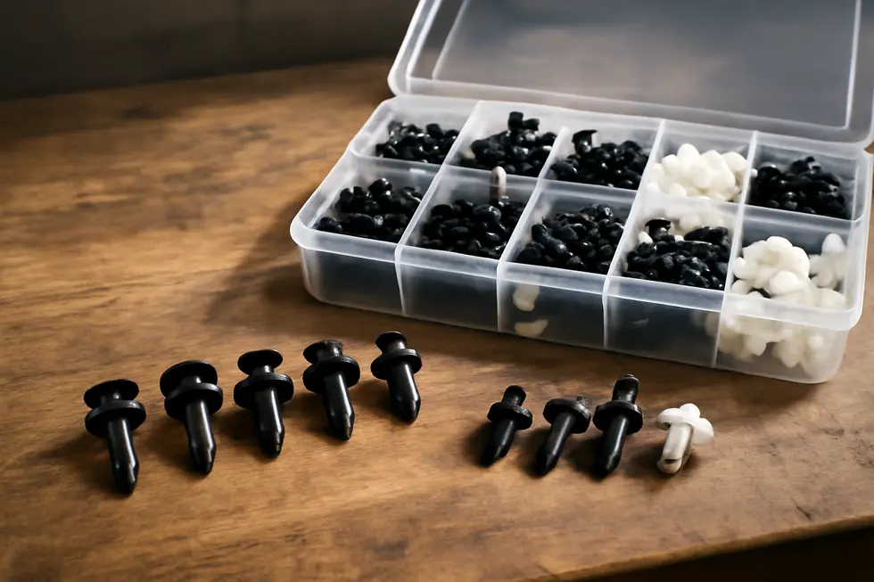 A detailed look at how motorcycle fairing push pins secure panels while allowing easy maintenance access.