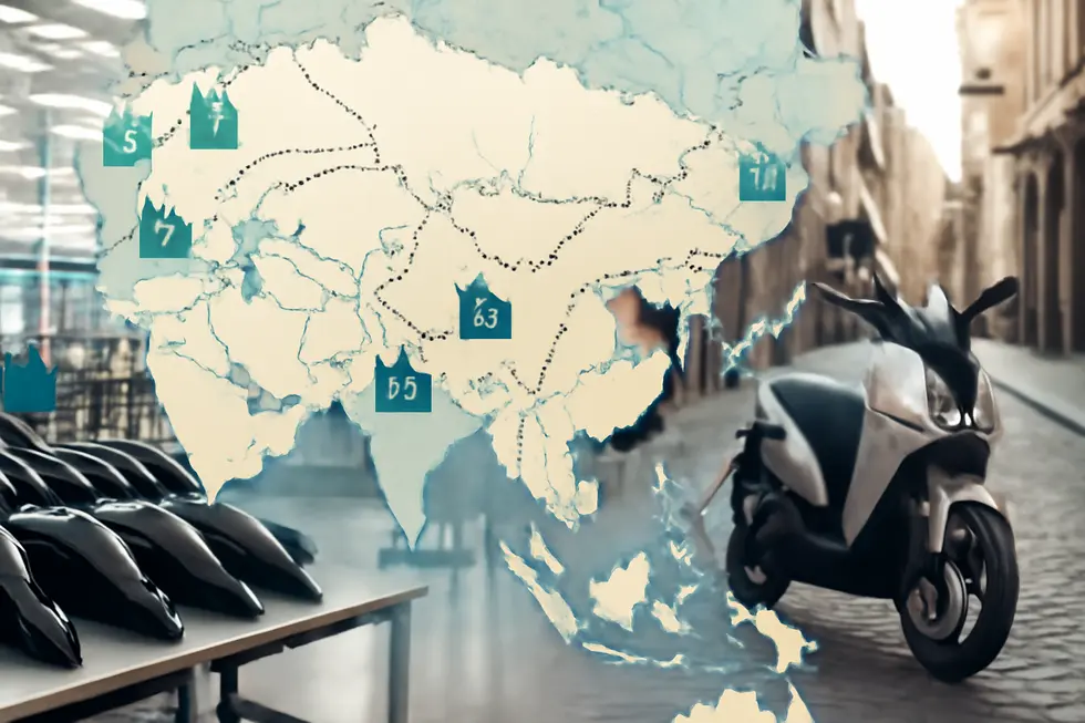 Warehouse of global motorcycle fairing suppliers featuring multiple brand fairing panels and quality inspection processes.