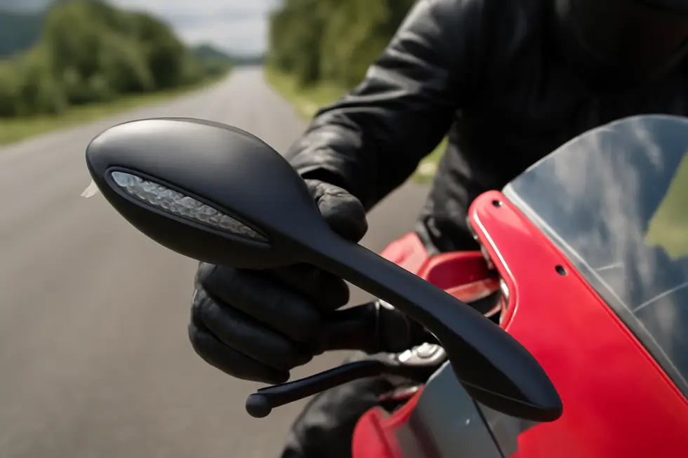 Comparing different types of motorcycle fairing mirrors, illustrating key features and mounting styles.