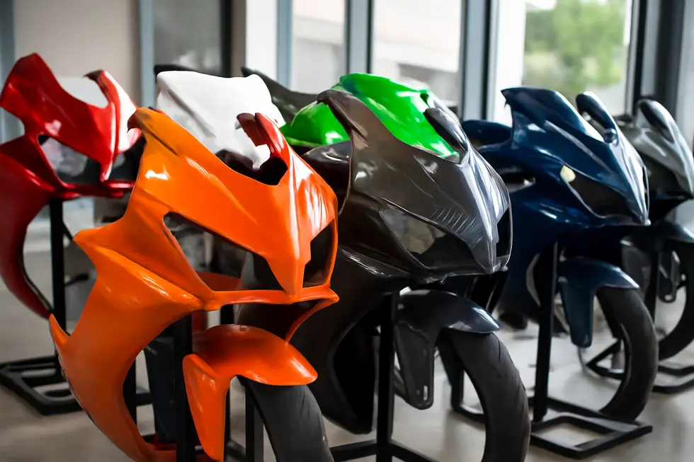 A diverse selection of motorcycle fairing kits representing key materials and finishes available in the UK market.