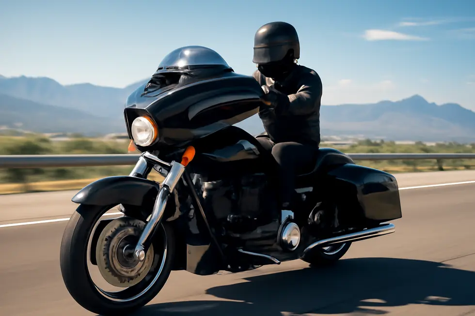 A motorcycle equipped with a fairing demonstrates minimal wind resistance while riding.