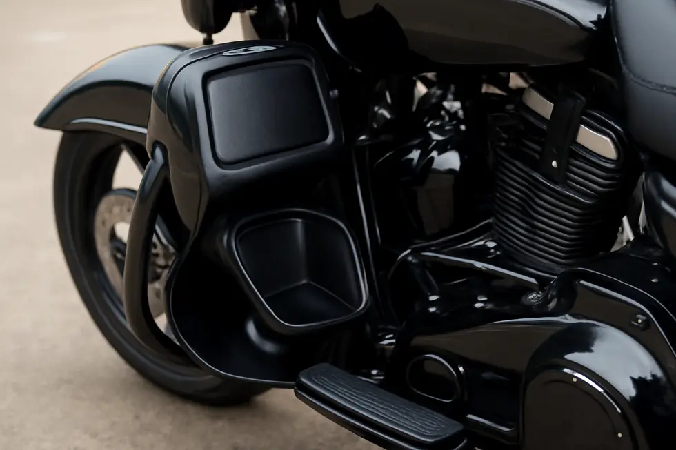 The aerodynamic design of motorcycle lower fairings enhances both performance and aesthetics.