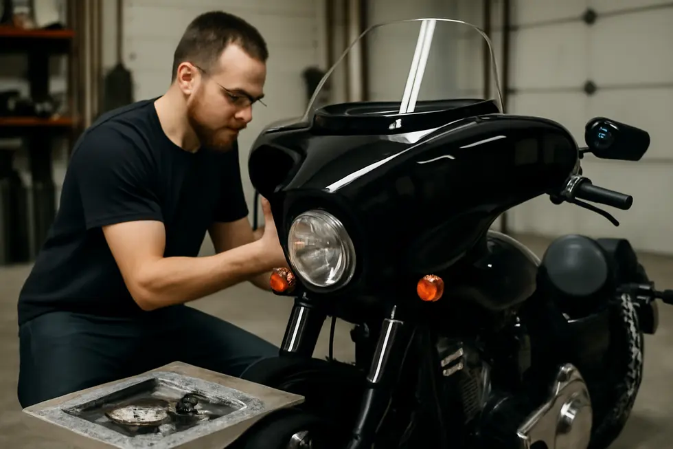 A motorcycle equipped with a fairing demonstrates minimal wind resistance while riding.