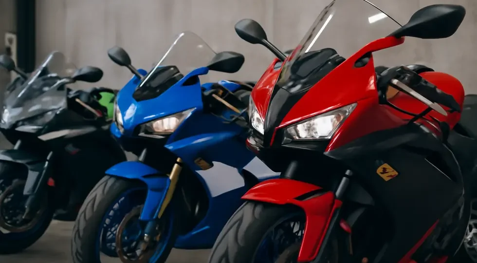 Diverse OEM motorcycle fairings on various bike models highlighting quality and design.