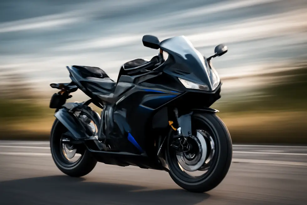 A sleek motorcycle fitted with advanced fairings on a vibrant road, representing speed and style.