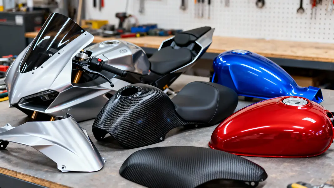 Diverse motorcycle fairing options, including ABS and fiberglass, suitable for different styles and budgets.