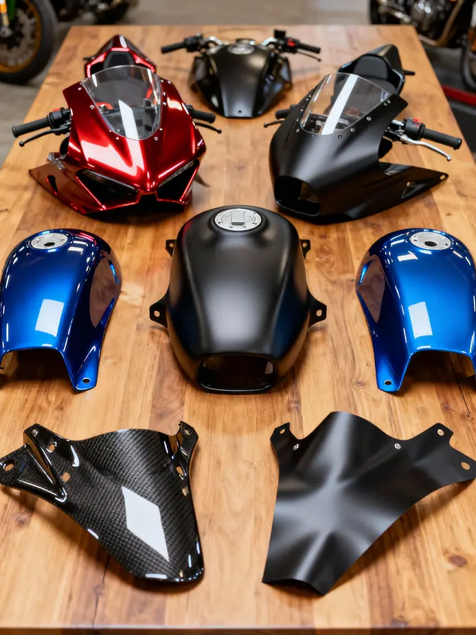 Preparation for painting motorcycle fairings, highlighting equipment and materials showcasing the cost factors involved.