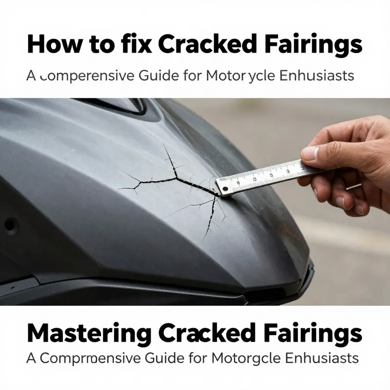 Mechanic assessing different types of cracks on a motorcycle fairing.