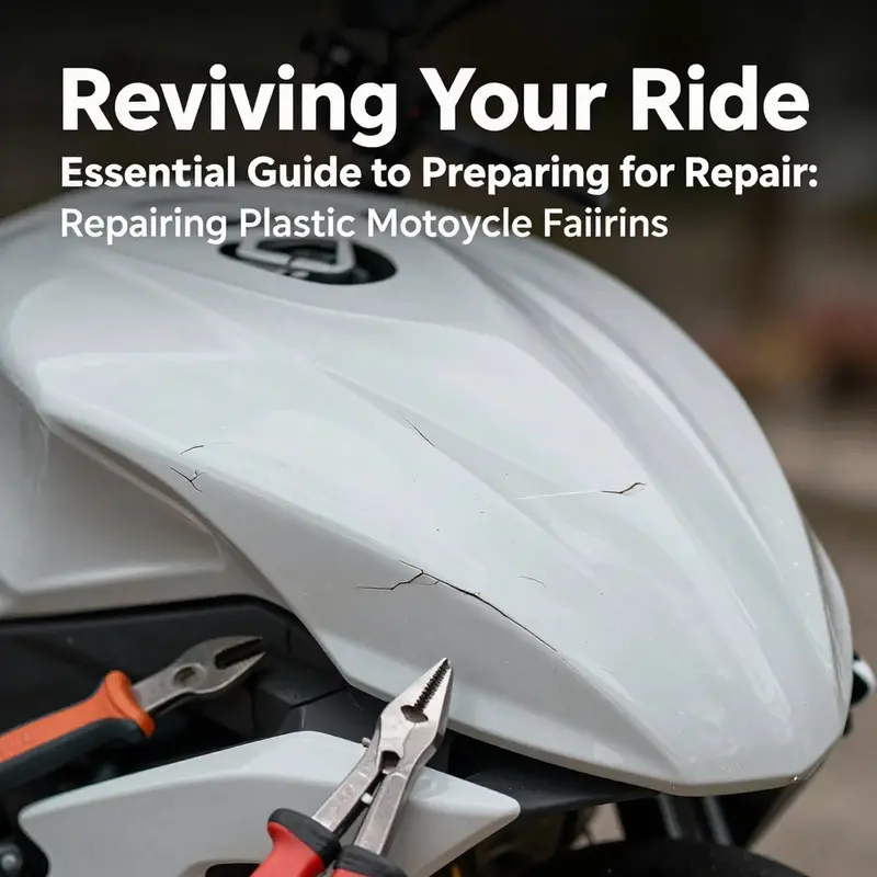 Assessing damage on a plastic motorcycle fairing showcasing common issues requiring repair.