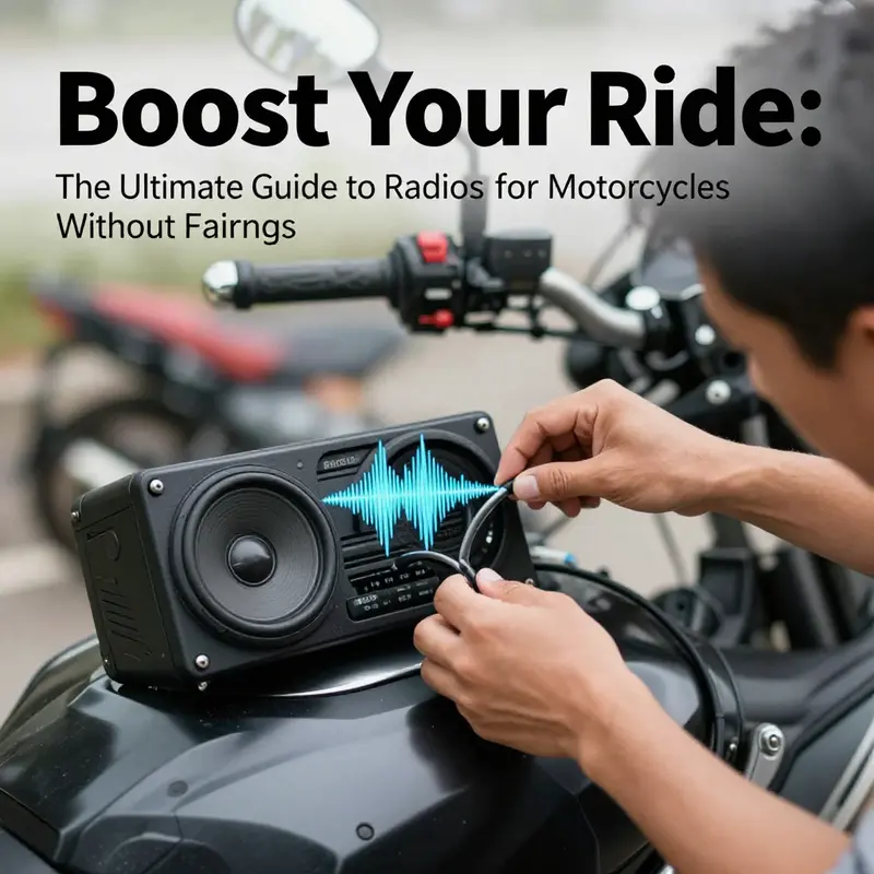 A modern handlebar-mounted radio enhances the motorcycle experience, providing easy access to music and radio while riding.