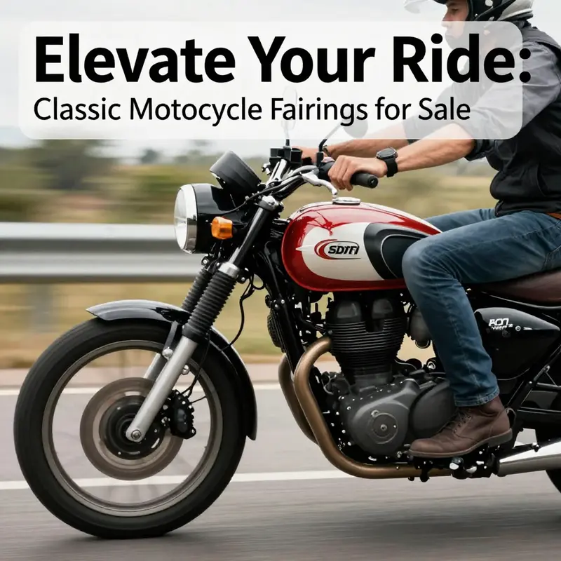 Different styles of classic motorcycle fairings on display, illustrating the variety available for nostalgic bikes.