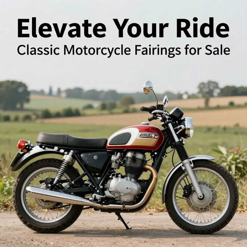 Different styles of classic motorcycle fairings on display, illustrating the variety available for nostalgic bikes.