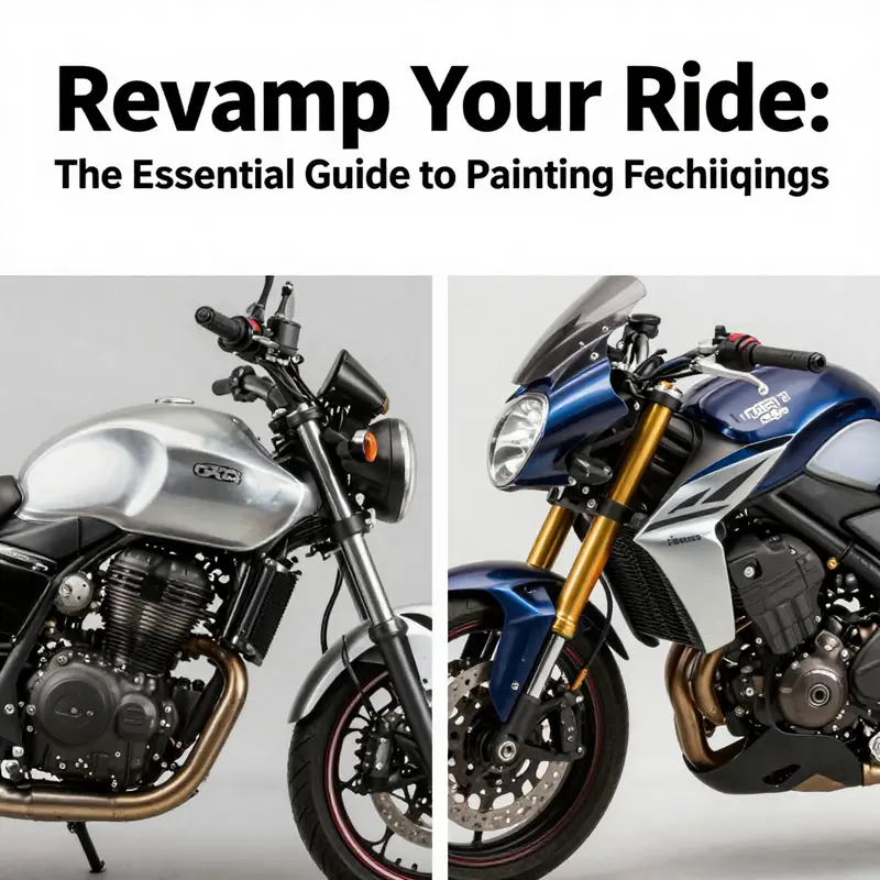 A technician meticulously preparing motorcycle fairings for painting.