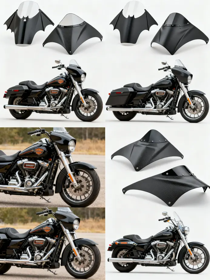 Aerodynamic design of HD motorcycle fairings enhances performance and rider comfort.