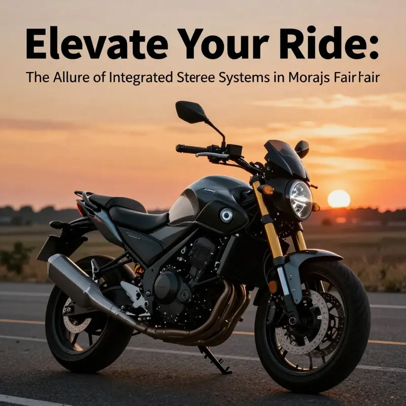 A motorcycle on an open road at sunset, highlighting the beauty of riding with integrated stereo systems.