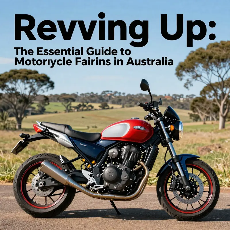 Motorcycle with custom fairings parked in a scenic Australian landscape.