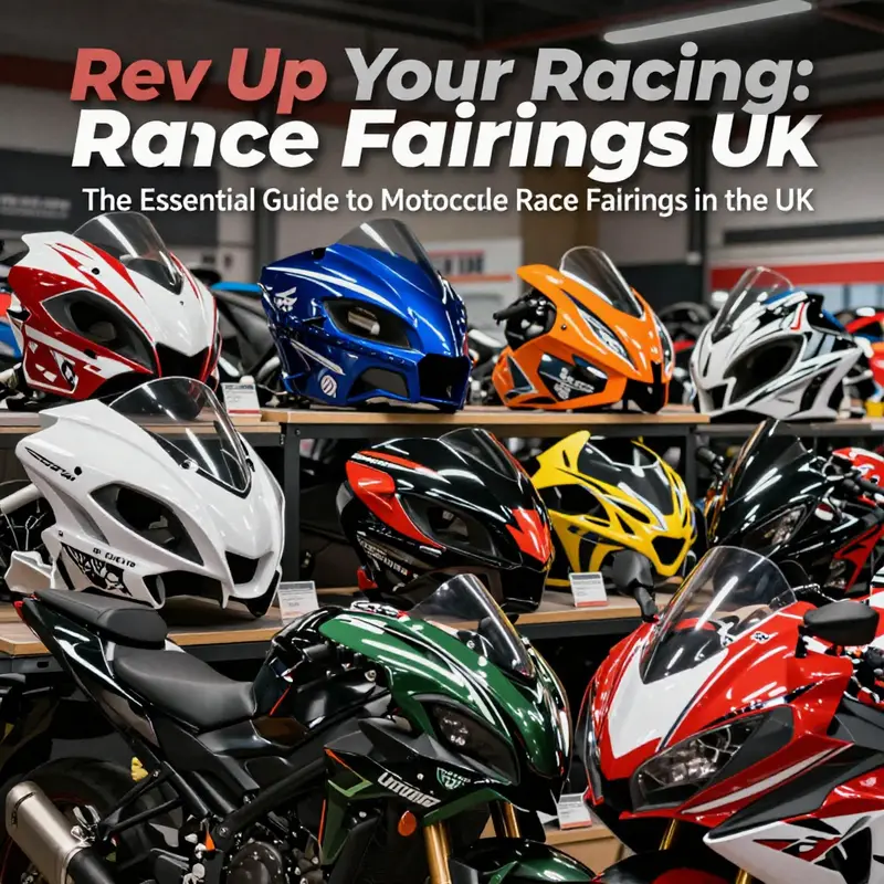 Various motorcycle race fairings demonstrating the benefits of lightweight materials.