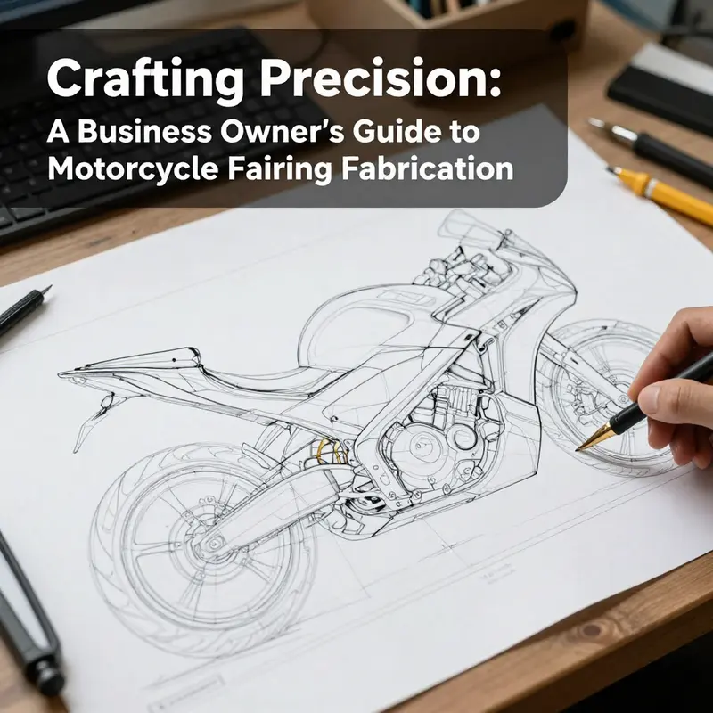 Blueprint of a custom motorcycle fairing highlighting key design aesthetic elements.