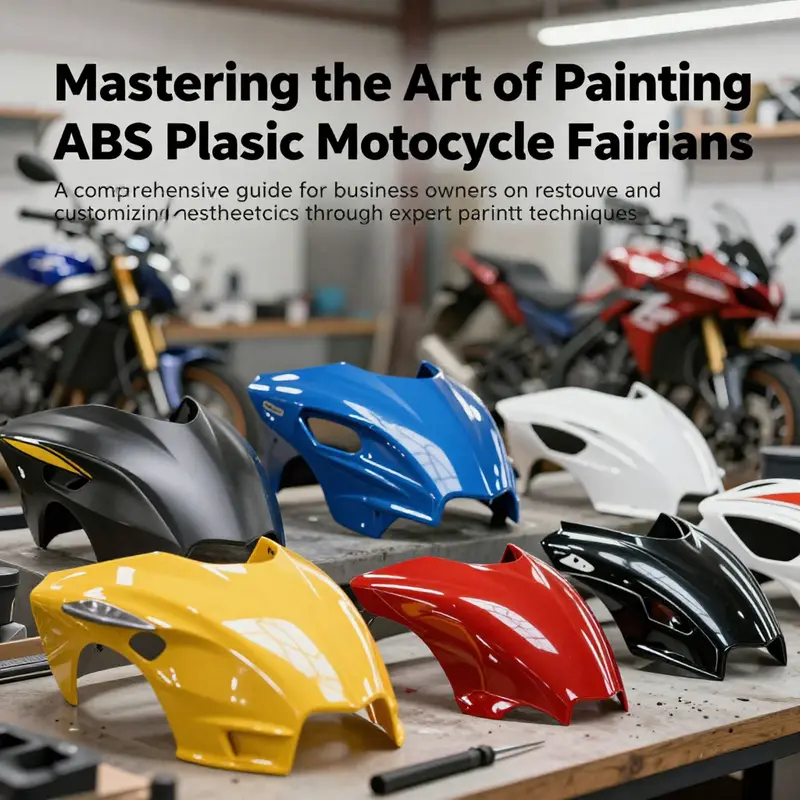Colorful, professionally painted ABS motorcycle fairings showcased in a workshop environment.