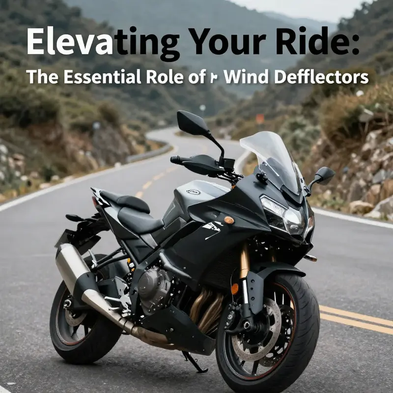 Motorcycle on a winding mountainous road with high-performance fairing wind deflectors.